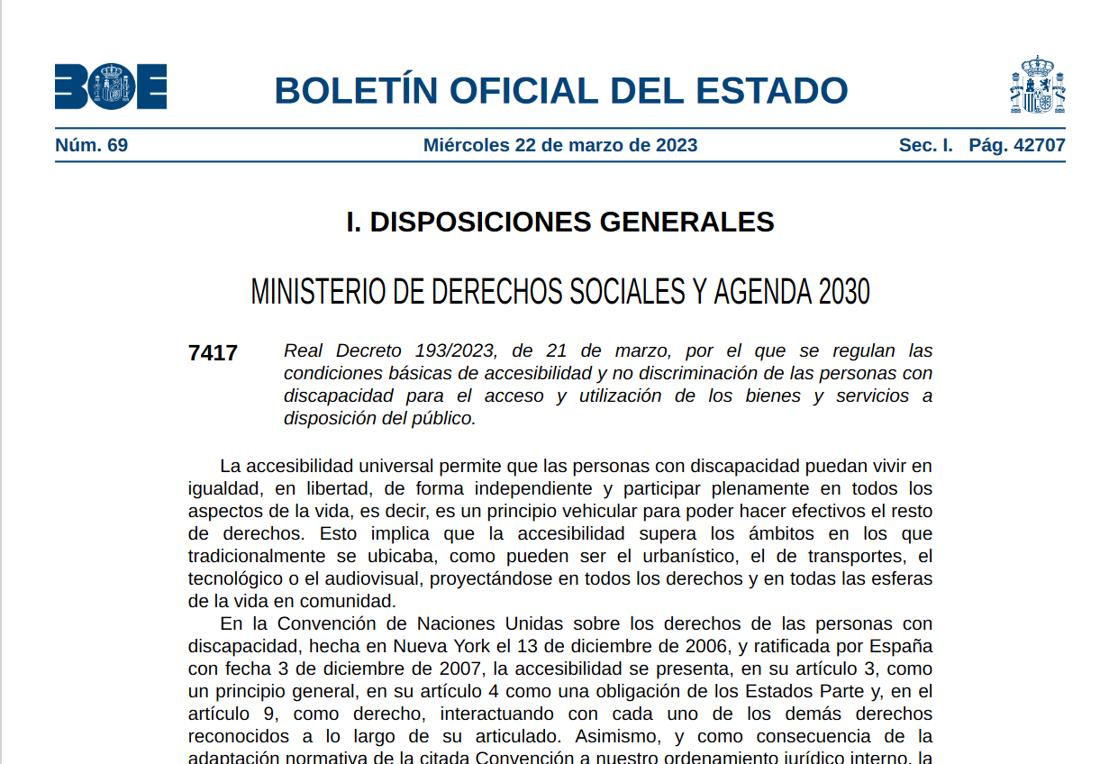 El Real Decreto 193/2023: Un paso más en la legislación de accesibilidad