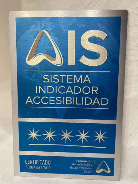 Placa AIS azul 5 estrellas aluminio rayado