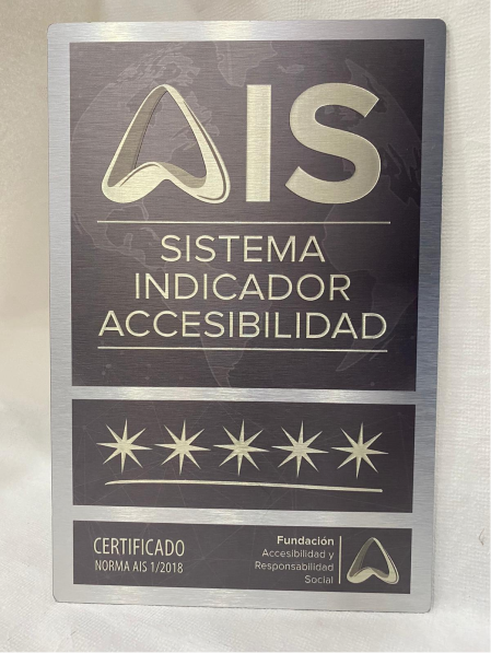 Placa AIS gris 5 estrellas aluminio rayado