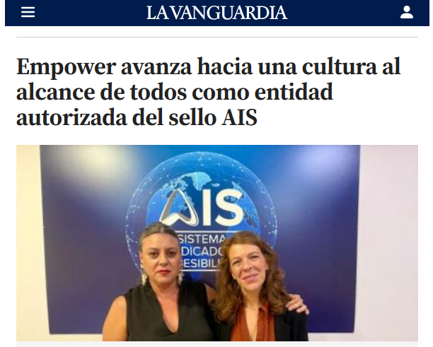 Captura de pantalla de noticia en La Vanguardia con foto de Esther Bienes Pinedo y CEO de Empower, Laura Donis