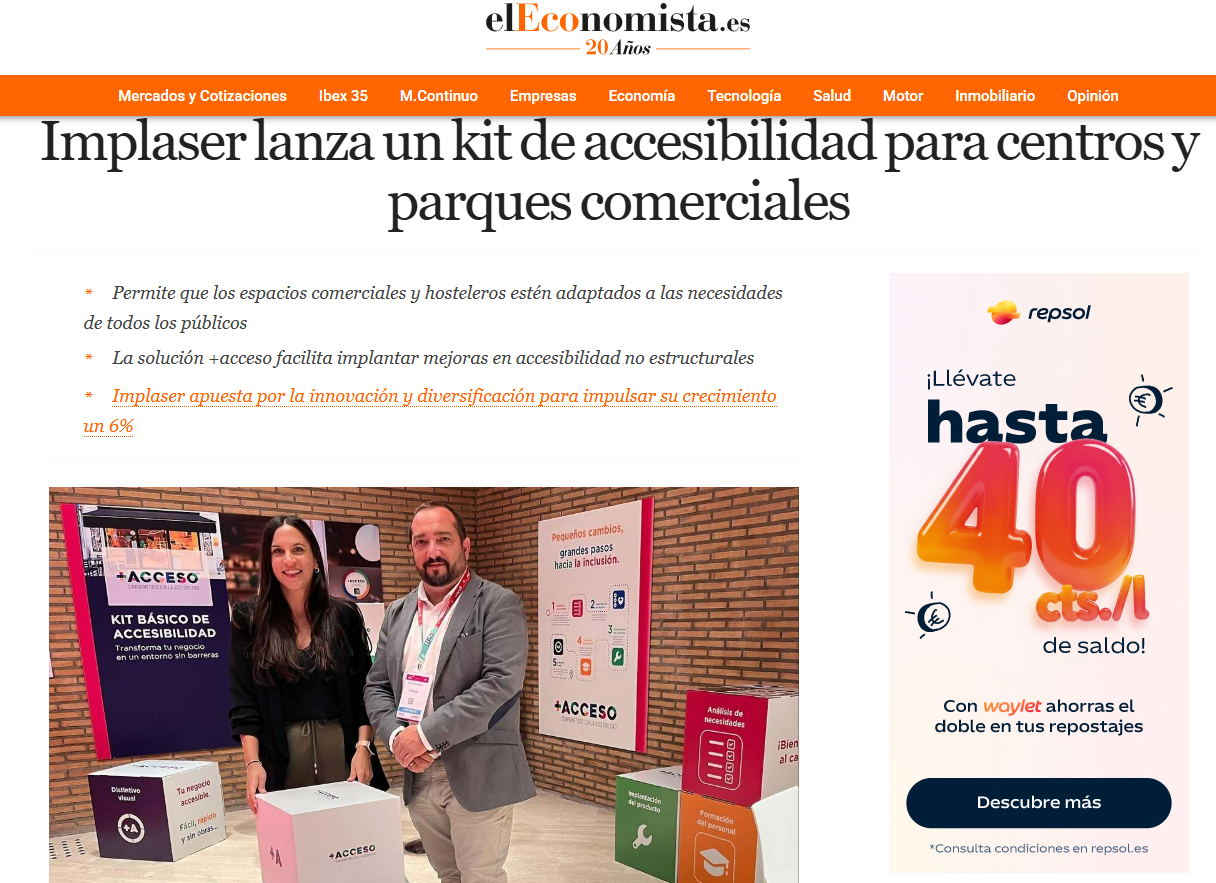 Captura de pantalla de noticia con foto de dos personas con el kit +Acceso