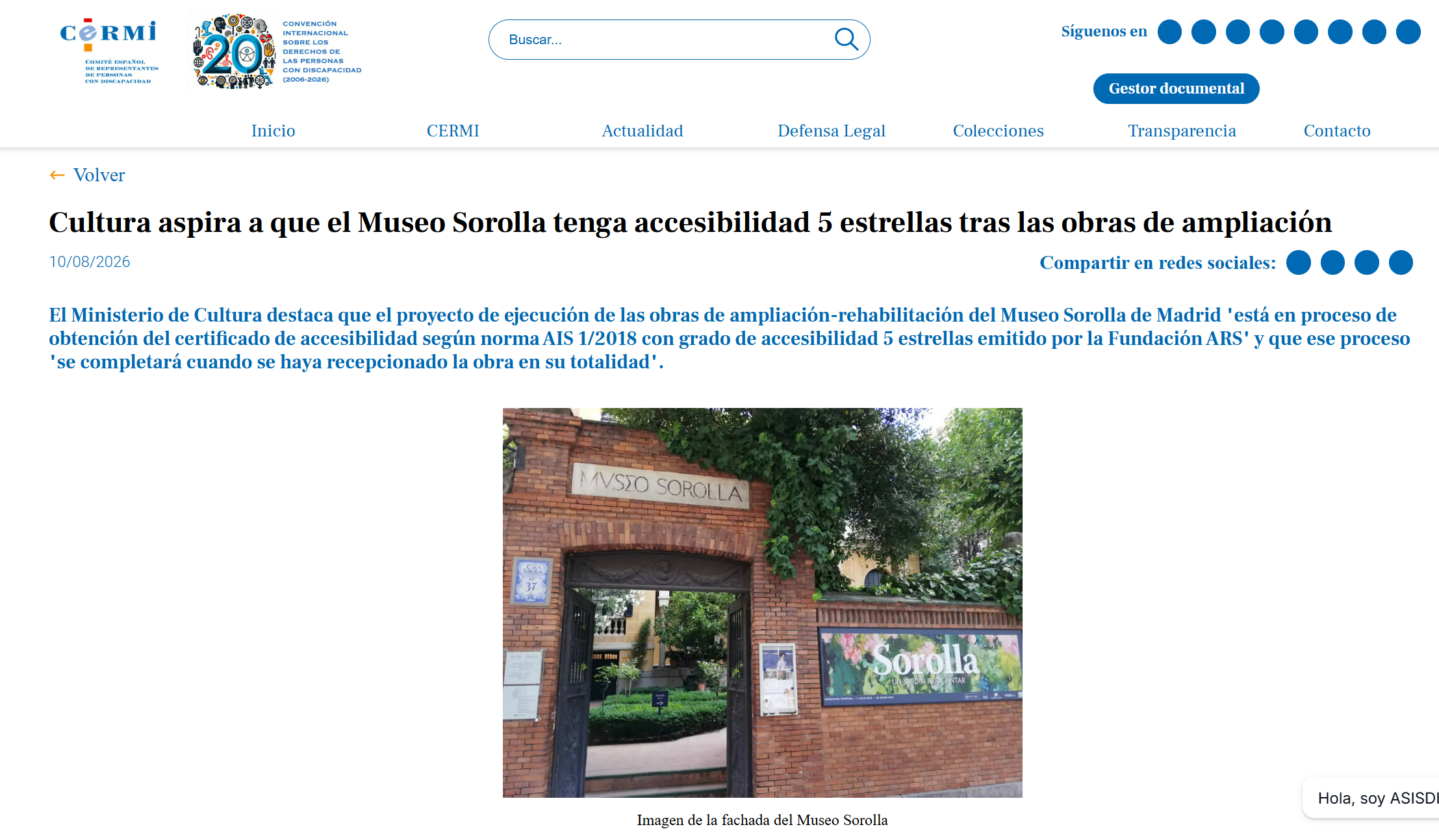 Imagen de la fachada de Museo Sorolla